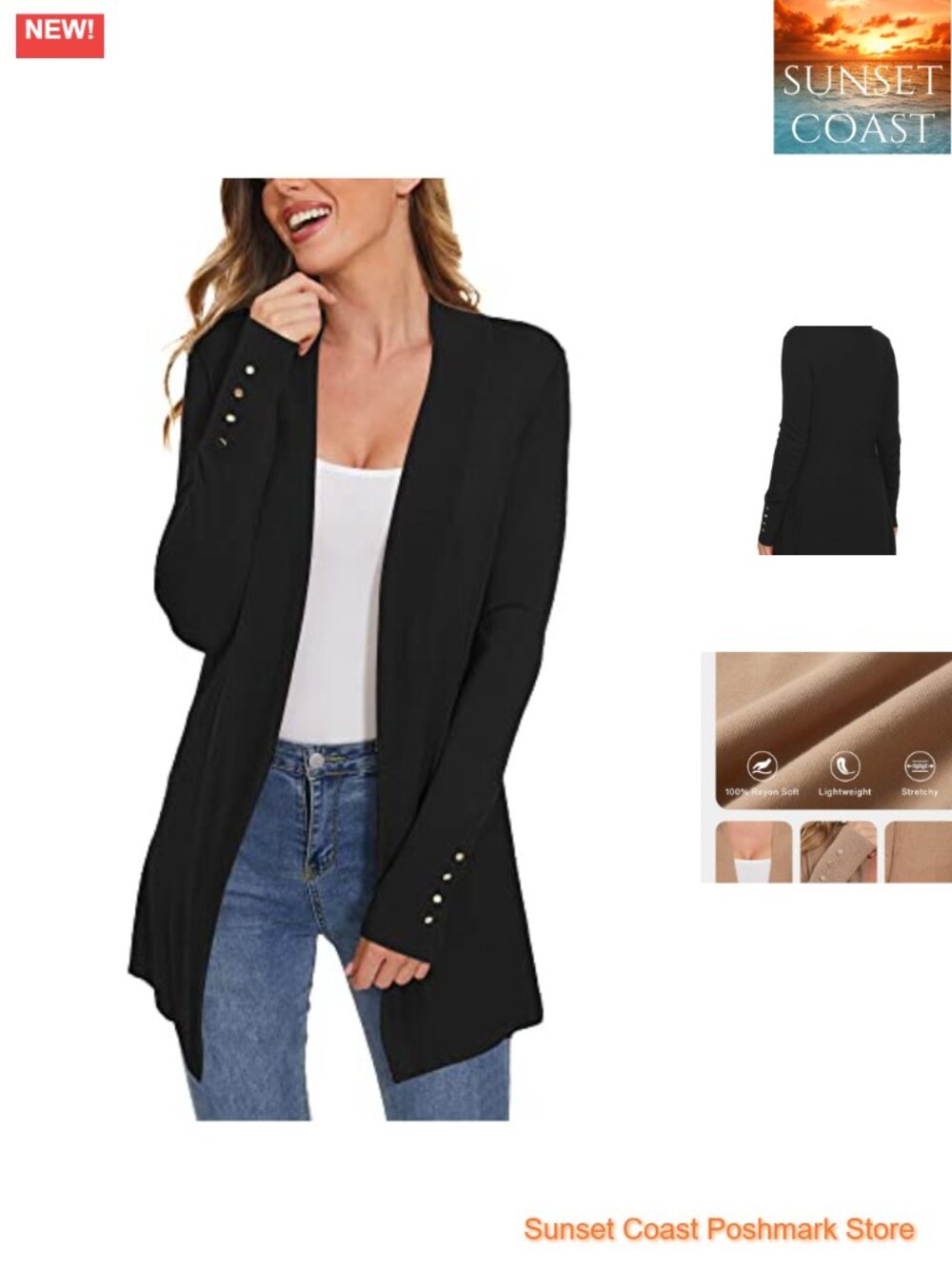 Open Front Long Cardigan Sweater Lightweight Knit Women's Business Casual